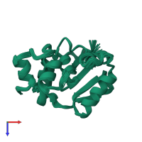 PDB entry 1r36 coloured by chain, ensemble of 25 models, top view.