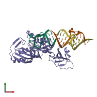 PDB entry 1r3e coloured by chain, front view.