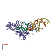 PDB entry 1r3e coloured by chain, top view.