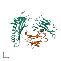 Hetero dimeric assembly 1 of PDB entry 1r3h coloured by chemically distinct molecules, front view.
