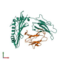 Hetero dimeric assembly 4 of PDB entry 1r3h coloured by chemically distinct molecules, front view.