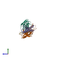 PDB entry 1r3k coloured by chain, side view.