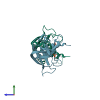 PDB entry 1r3m coloured by chain, side view.