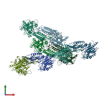 PDB entry 1r3n coloured by chain, front view.