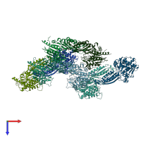PDB entry 1r3n coloured by chain, top view.