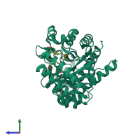 PDB entry 1r3s coloured by chain, side view.