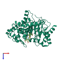 PDB entry 1r3v coloured by chain, top view.