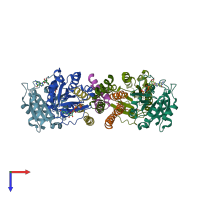 PDB entry 1r4a coloured by chain, top view.