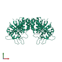 Inosine/uridine-preferring nucleoside hydrolase domain-containing protein in PDB entry 1r4f, assembly 1, front view.