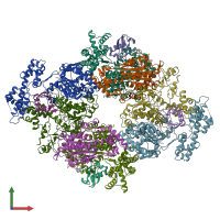 PDB entry 1r4m coloured by chain, front view.