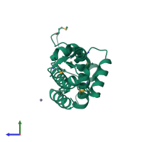 PDB entry 1r4v coloured by chain, side view.
