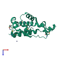 PDB entry 1r4v coloured by chain, top view.