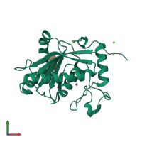 PDB entry 1r54 coloured by chain, front view.