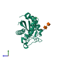 PDB entry 1r54 coloured by chain, side view.