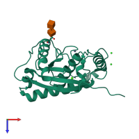 PDB entry 1r54 coloured by chain, top view.
