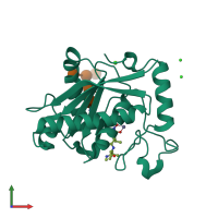 PDB entry 1r55 coloured by chain, front view.