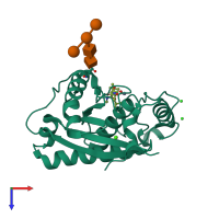 PDB entry 1r55 coloured by chain, top view.
