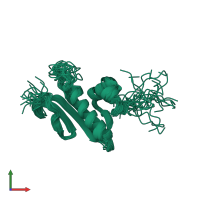 PDB entry 1r57 coloured by chain, ensemble of 20 models, front view.
