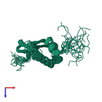 PDB entry 1r57 coloured by chain, ensemble of 20 models, top view.