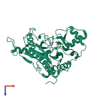 PDB entry 1r58 coloured by chain, top view.