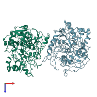 PDB entry 1r59 coloured by chain, top view.