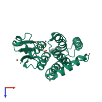 PDB entry 1r5a coloured by chain, top view.