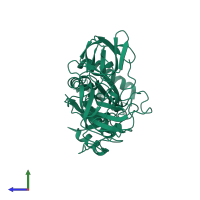 PDB entry 1r5b coloured by chain, side view.