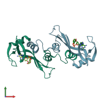 PDB entry 1r5c coloured by chain, front view.