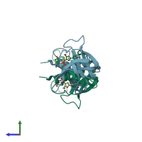 PDB entry 1r5c coloured by chain, side view.