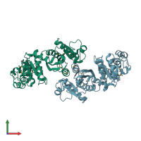 PDB entry 1r5j coloured by chain, front view.