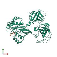 PDB entry 1r5o coloured by chain, front view.