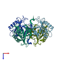 PDB entry 1r5t coloured by chain, top view.