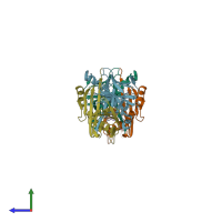 PDB entry 1r5w coloured by chain, side view.