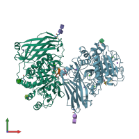 PDB entry 1r64 coloured by chain, front view.