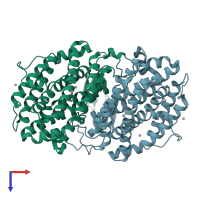 PDB entry 1r65 coloured by chain, top view.