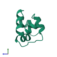 PDB entry 1r69 coloured by chain, side view.