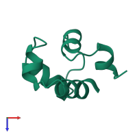 PDB entry 1r69 coloured by chain, top view.