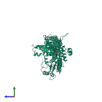 PDB entry 1r6b coloured by chain, side view.