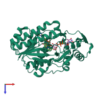 PDB entry 1r6d coloured by chain, top view.
