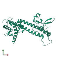 PDB entry 1r6f coloured by chain, front view.
