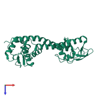 PDB entry 1r6f coloured by chain, top view.