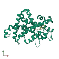 PDB entry 1r6g coloured by chain, front view.