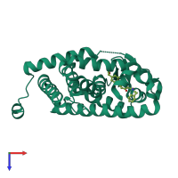 PDB entry 1r6g coloured by chain, top view.