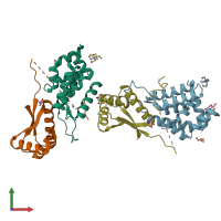 PDB entry 1r6o coloured by chain, front view.