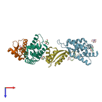 PDB entry 1r6q coloured by chain, top view.