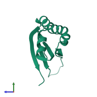 PDB entry 1r6y coloured by chain, side view.