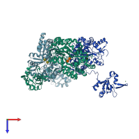 PDB entry 1r6z coloured by chain, top view.