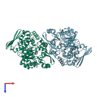 PDB entry 1r7a coloured by chain, top view.