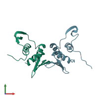 PDB entry 1r7l coloured by chain, front view.