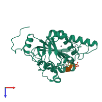 PDB entry 1r81 coloured by chain, top view.